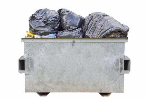 Bins and separated materials following borough waste separation rules